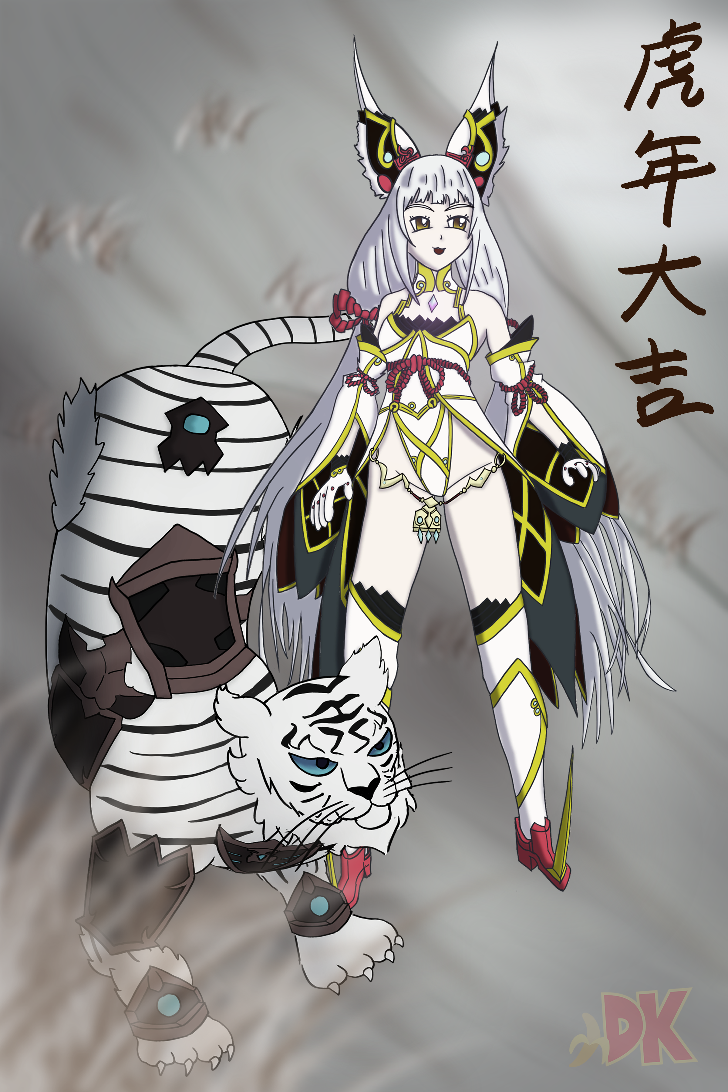 Nia and Dromarch from Xenoblade Chronicles 2 Fan Art