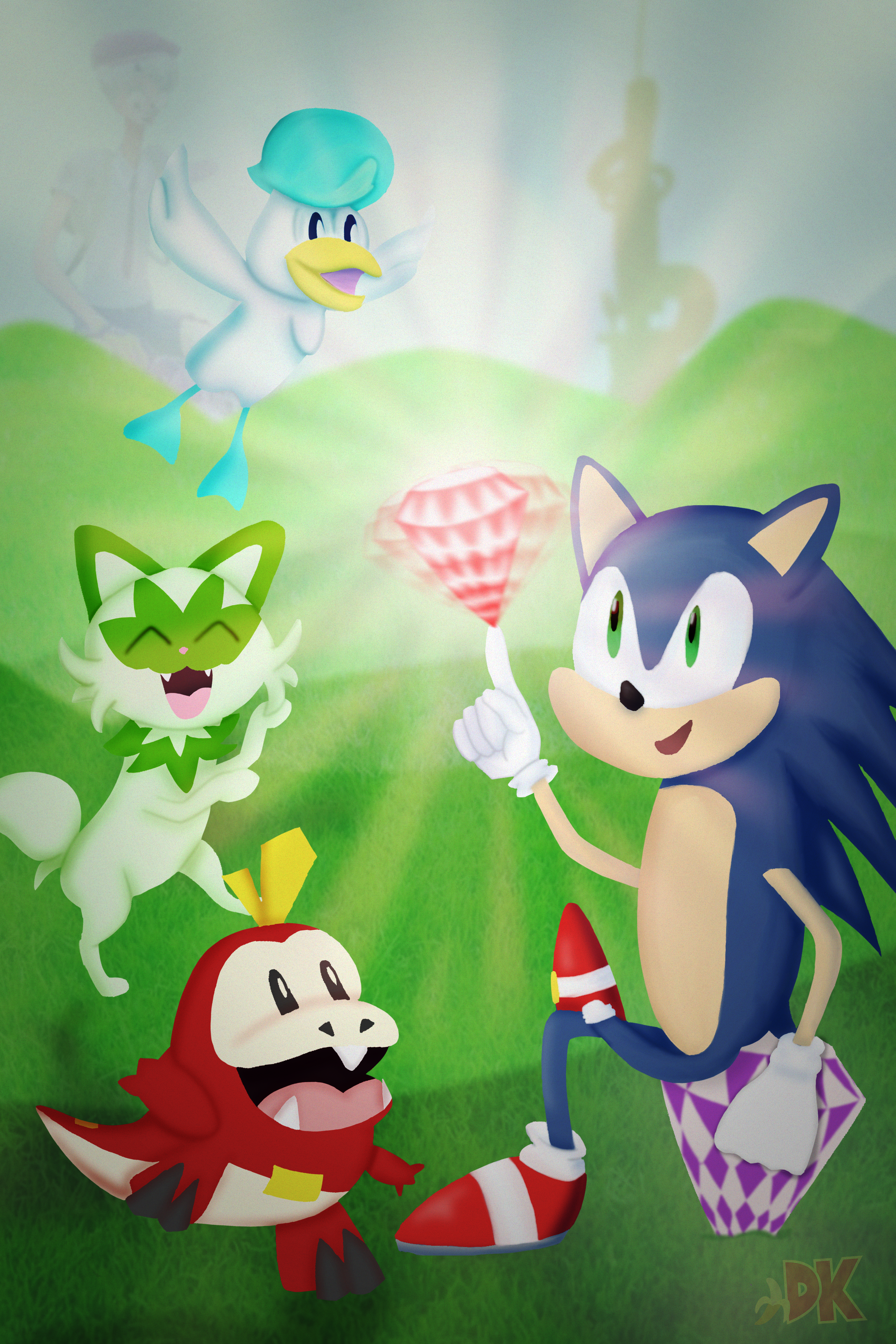 Sonic Frontiers + Pokemon Scarlet/Violet Fan Art